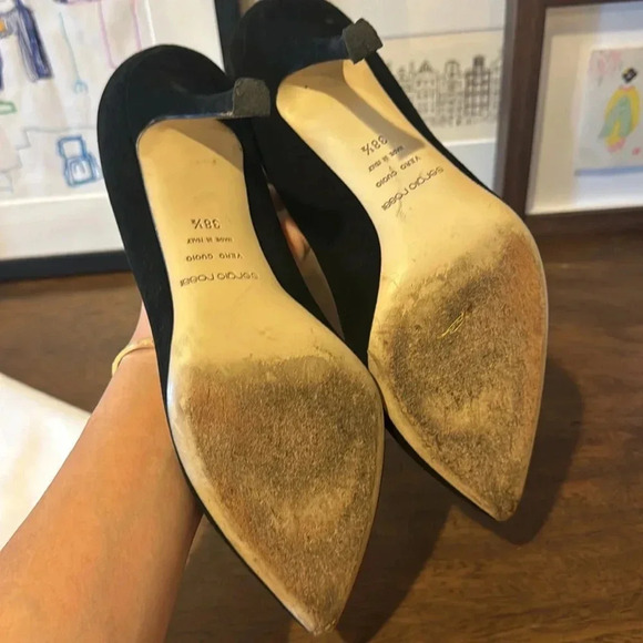 SERGIO ROSSI EUC Godiva Black Suede Pumps Heels Stilettos 38.5 - Picture 6 of 8